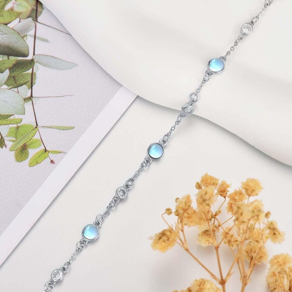 Adjustable Moonstone Anklet Bracelet - Elegant Be… - image 5